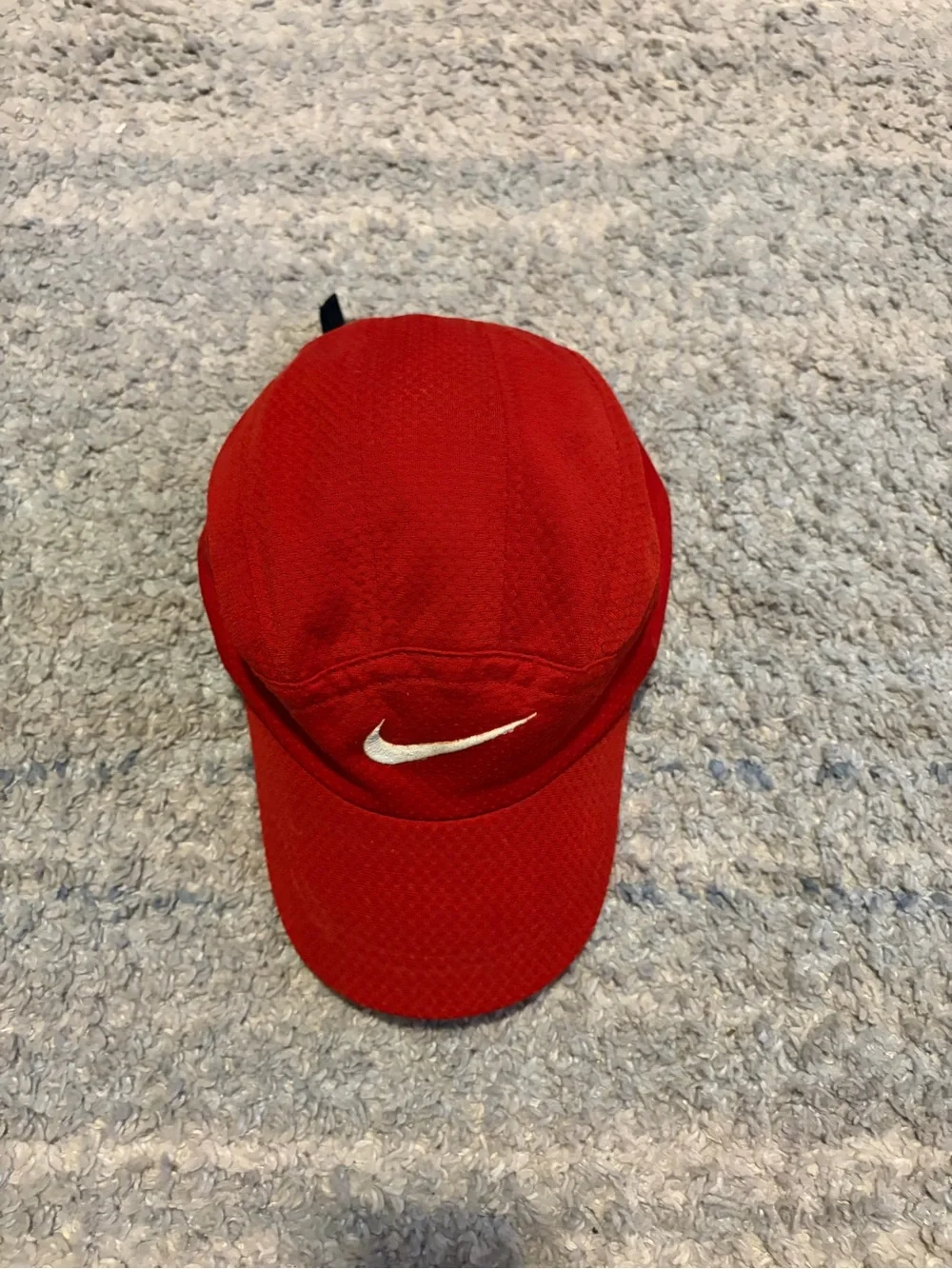 Vintage 90s Nike 5 Panel Hat Mesh Camp Cap Red White Swoosh Clip Strap Made in T